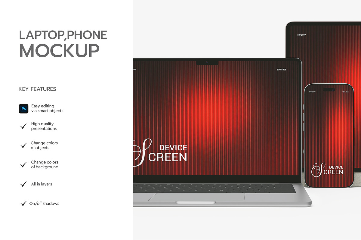 Multi Device Screen Mockup Template, a Wearable Device Mockup by graphypix (Photo 3 of 4)