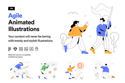 198 Agile Animated Illustrations, an Education Illustration by Vectors Market