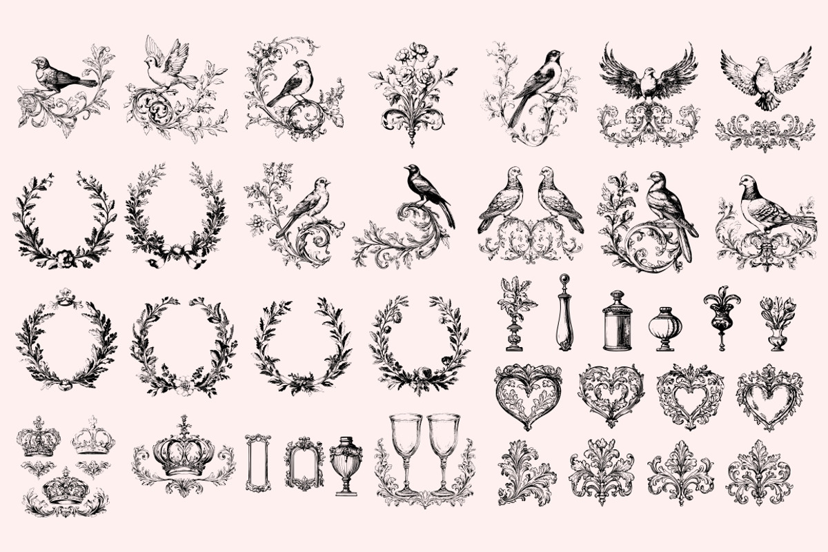300 Baroque Wedding elements, a Decorative Illustration by Nocturnal Wolf (Photo 10 of 14)