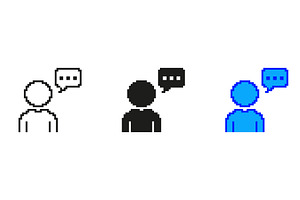 Pixelated Person with Speech Bubble, an Object Illustration by Gentle Studio