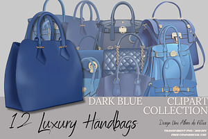 Luxury Handbags Clipart - Dark Blue