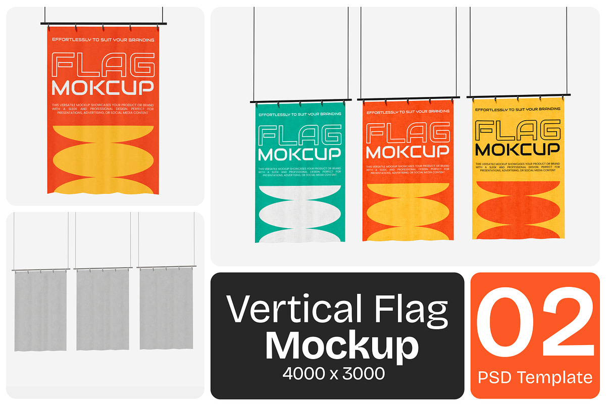 Vertical Flag Mockup, an Advertising Mockup by Permadi Creative (Photo 1 of 3)