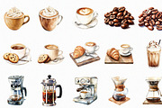 Watercolor International Coffee Day, a Food Illustration by DesignBTF (Thumbnail 2 of 6)