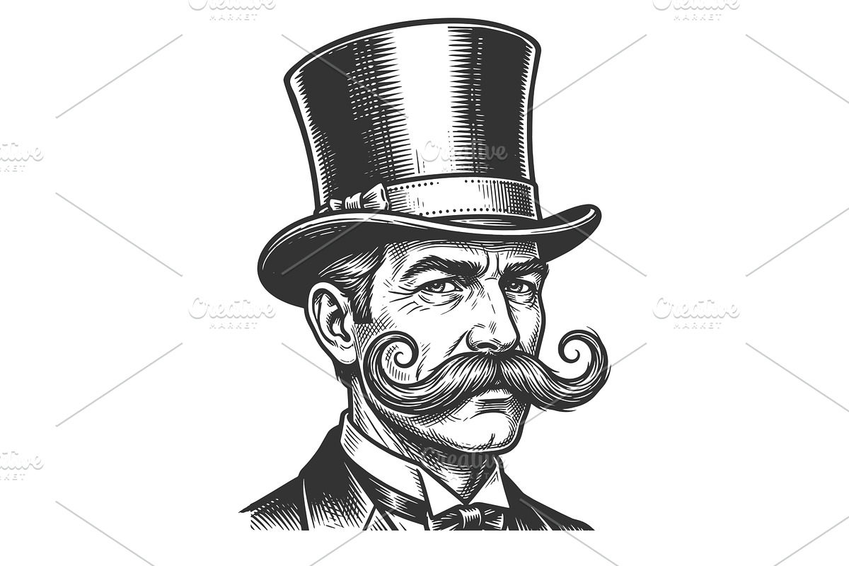Victorian Gentleman with Curled, a Person Illustration by AlexArt