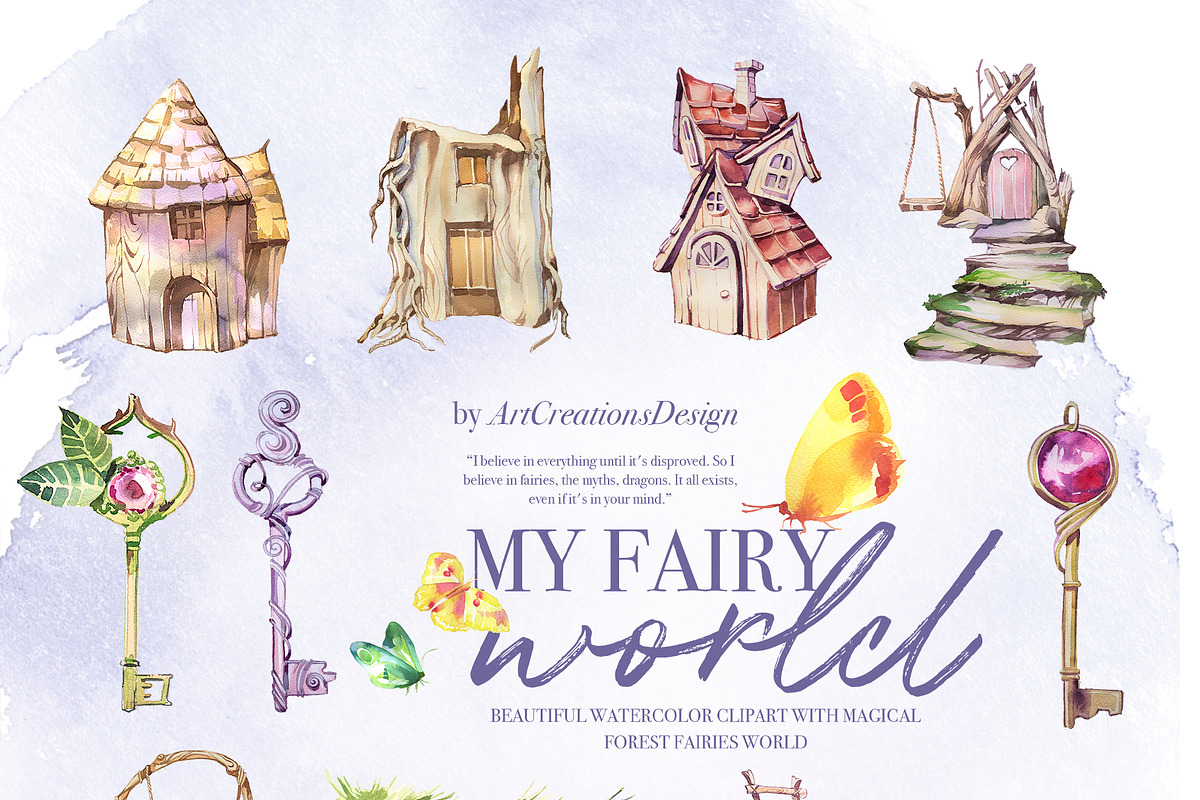 Hand-Painted My Fairy World Clipart, a Person Illustration by ArtCreationsDesign (Photo 9 of 15)