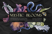 Dark floral watercolor clipart, an Illustration by Kate Lanbina (Thumbnail 1 of 19)