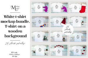 White kid t-shirt mockup bundle.