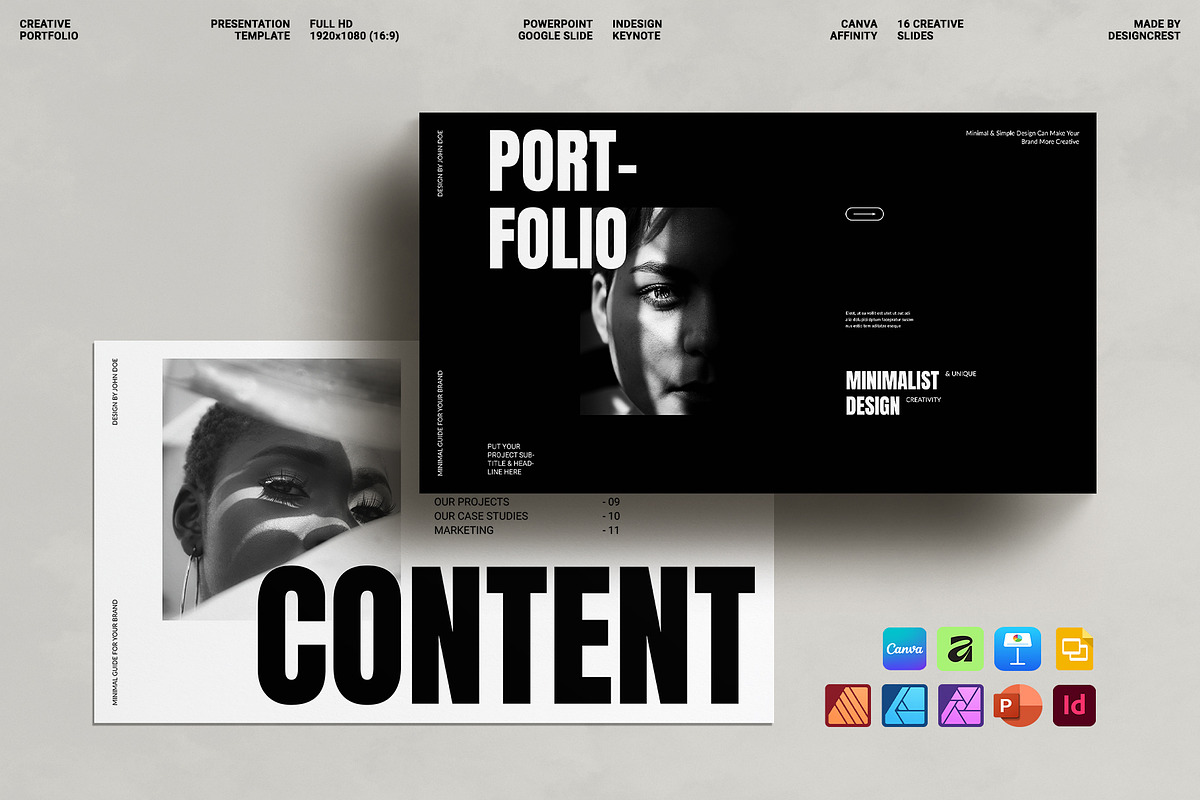 Creative Portfolio Presentation, a Presentation Template by DesignCrest (Photo 1 of 11)