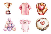 Retro Girly Baseball Clipart Bundle, an Illustration by Dream Creation (Thumbnail 4 of 6)
