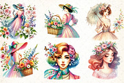 Vintage Spring Woman Clipart, an Illustration by DreamCafeArt (Thumbnail 3 of 5)
