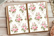 Pink rose junk journal pages,, a Texture Illustration by Shabbypaperboutique (Thumbnail 4 of 5)