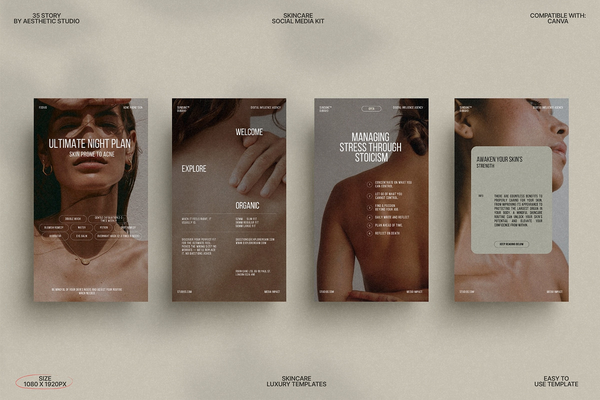 Modern Skincare Stories for Canva preview 7