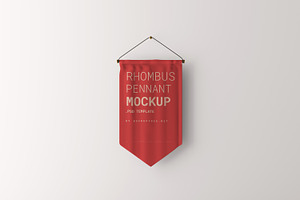 Rhombus Pennant Mockup, an Advertising Mockup by MockupFree.Net
