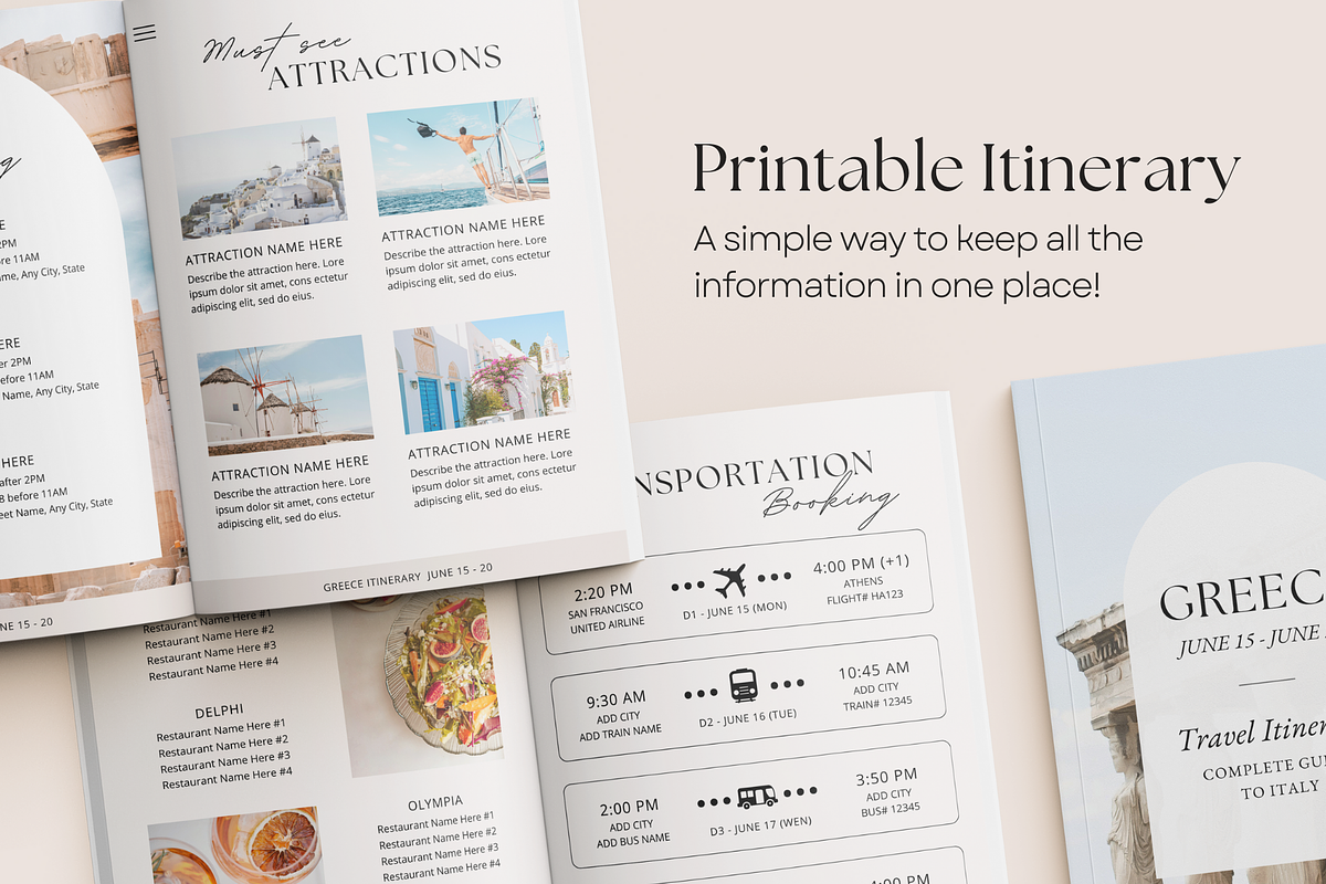 Digital Travel Itinerary Template, a Magazine Template by ShopRShop