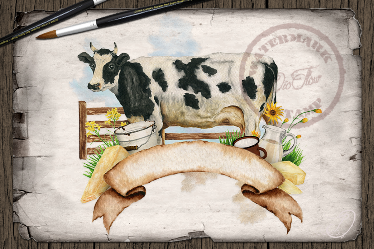 Farm Fresh Milk Illustration, an Animal Illustration by DioFlow (Photo 4 of 6)