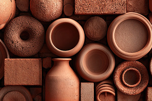 Assorted terracotta pots and bricks arranged in a flat lay, show, an Animal Photo by Ales Munt