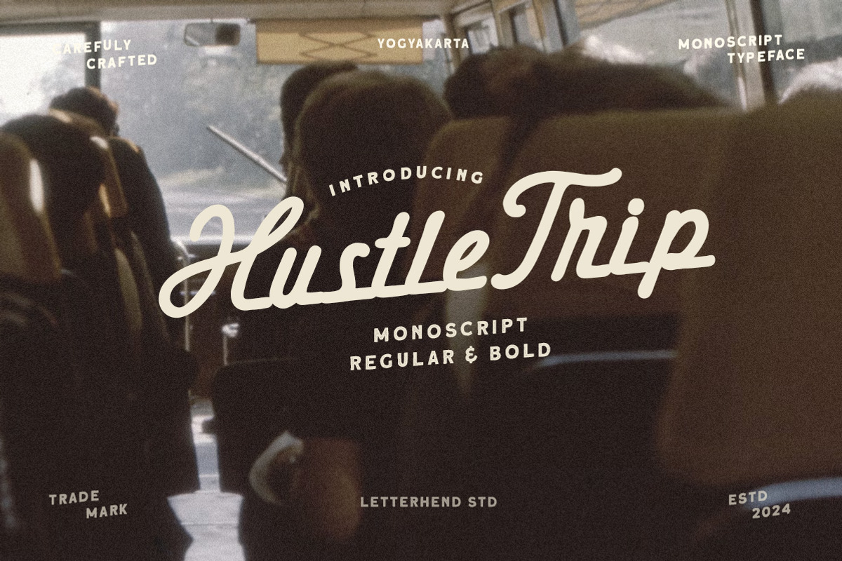 Hustle Trip Vintage Monoscript, a Script Font by Letterhend Studio (Photo 1 of 9)