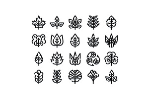Minimalist leaf icons collection, an Object Illustration by pikepicture