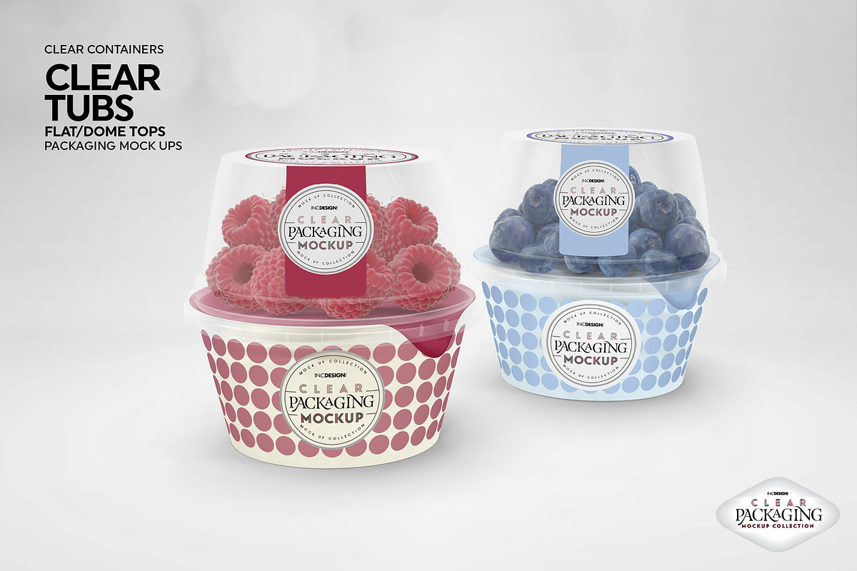 Clear Tubs Flat or Dome Lid Mockup, a Packaging Mockup by INCDesign (Photo 4 of 10)