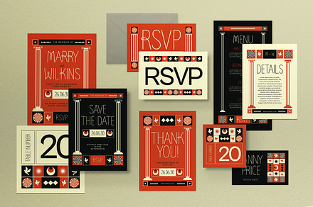 Orange Mystic Wedding Invitation Set, an Invitation Template by graphicook