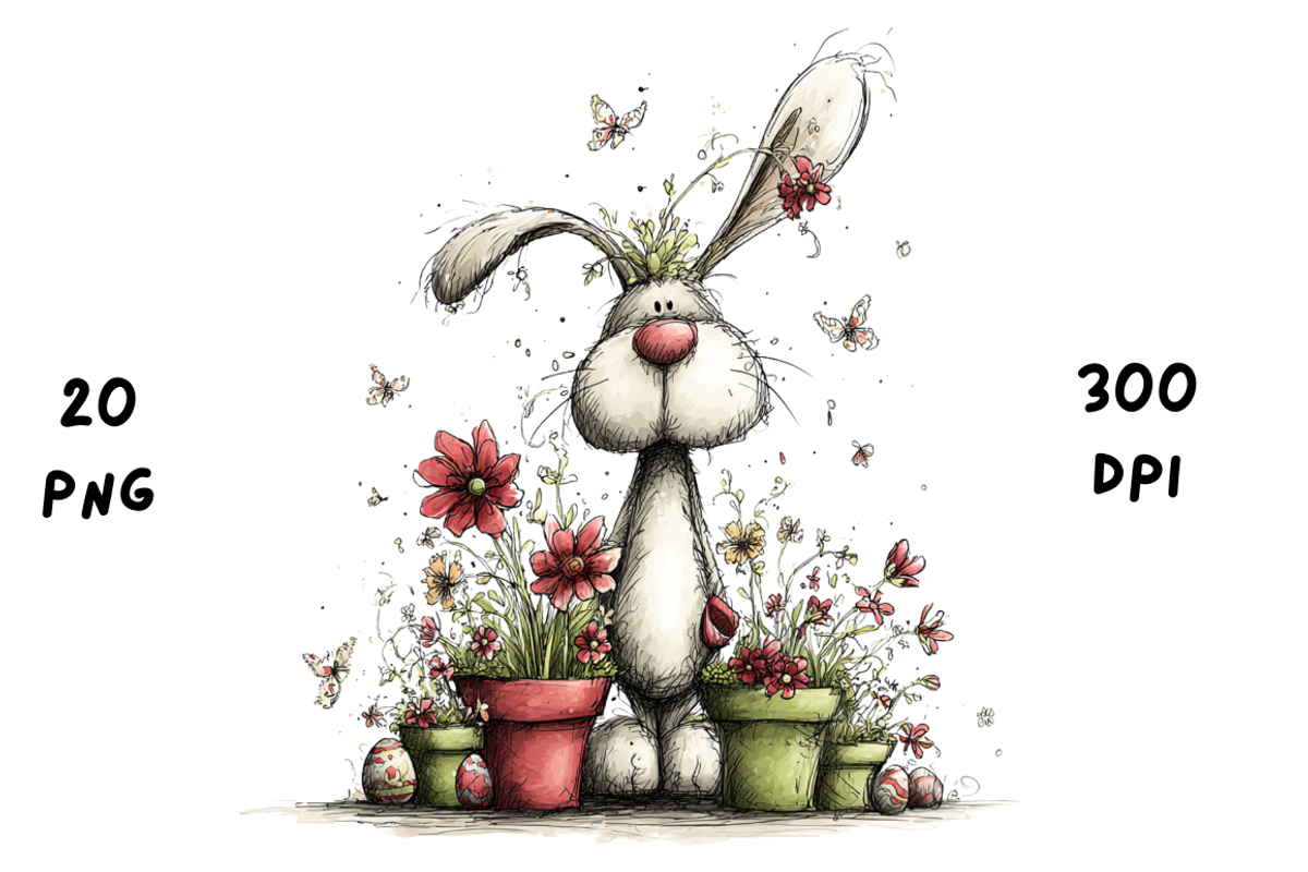Whimsical Floral Easter Rabbit, an Animal Illustration by GiraffeCreative (Photo 17 of 20)