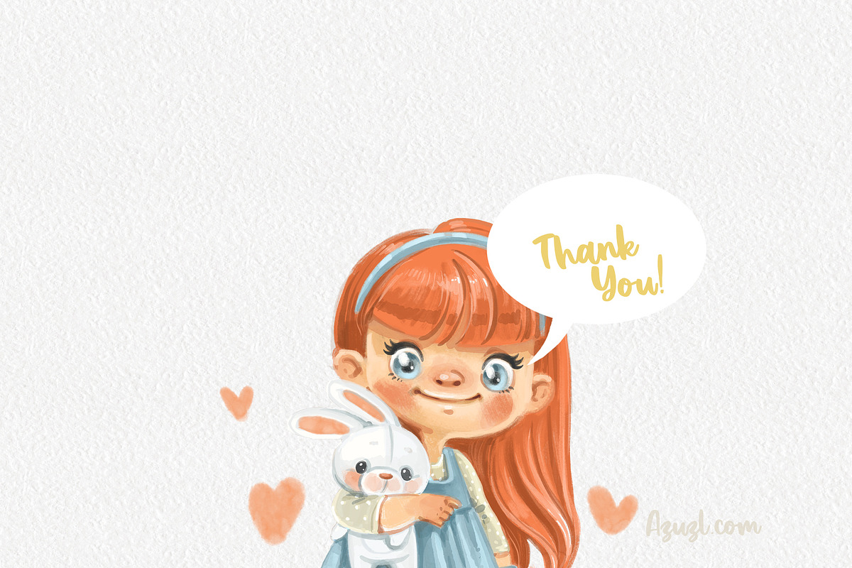 Cartoon girl with toy white bunny, a Person Illustration by Azuzlikus (Photo 3 of 3)