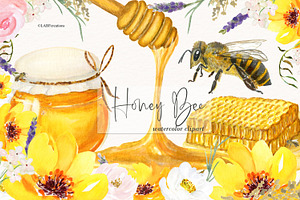 Honey Bee Watercolor, a Graphic by LABFcreations