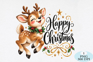 Happy Christmas Reindeer PNG