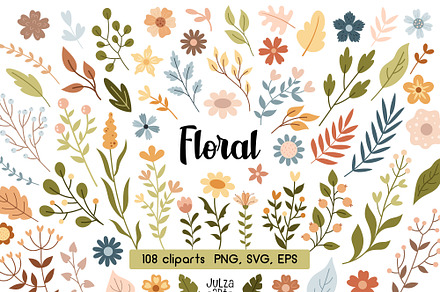 Boho floral clipart, a Seasonal Illustration by JulzaArt