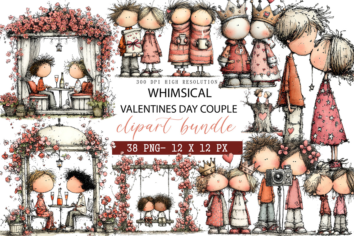 Whimsical Valentines Day Couple, an Illustration by DreamArtGraphic (Photo 1 of 4)