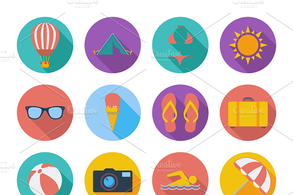 Summer Icons Set.