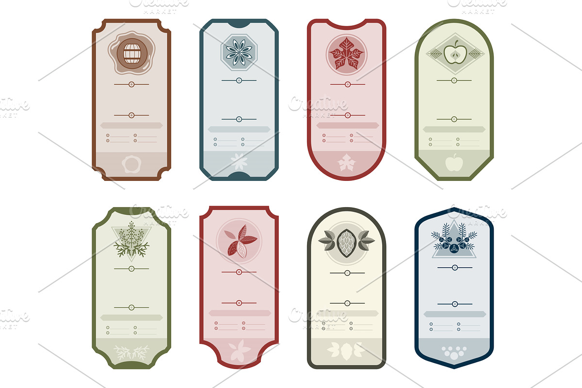 Set of vintage bottle label, a Food Illustration by Things for designers