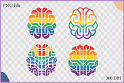 Rainbow Brain SVG Vector Clipart Set, an Object Illustration by Gfx Expert Team (Thumbnail 2 of 3)
