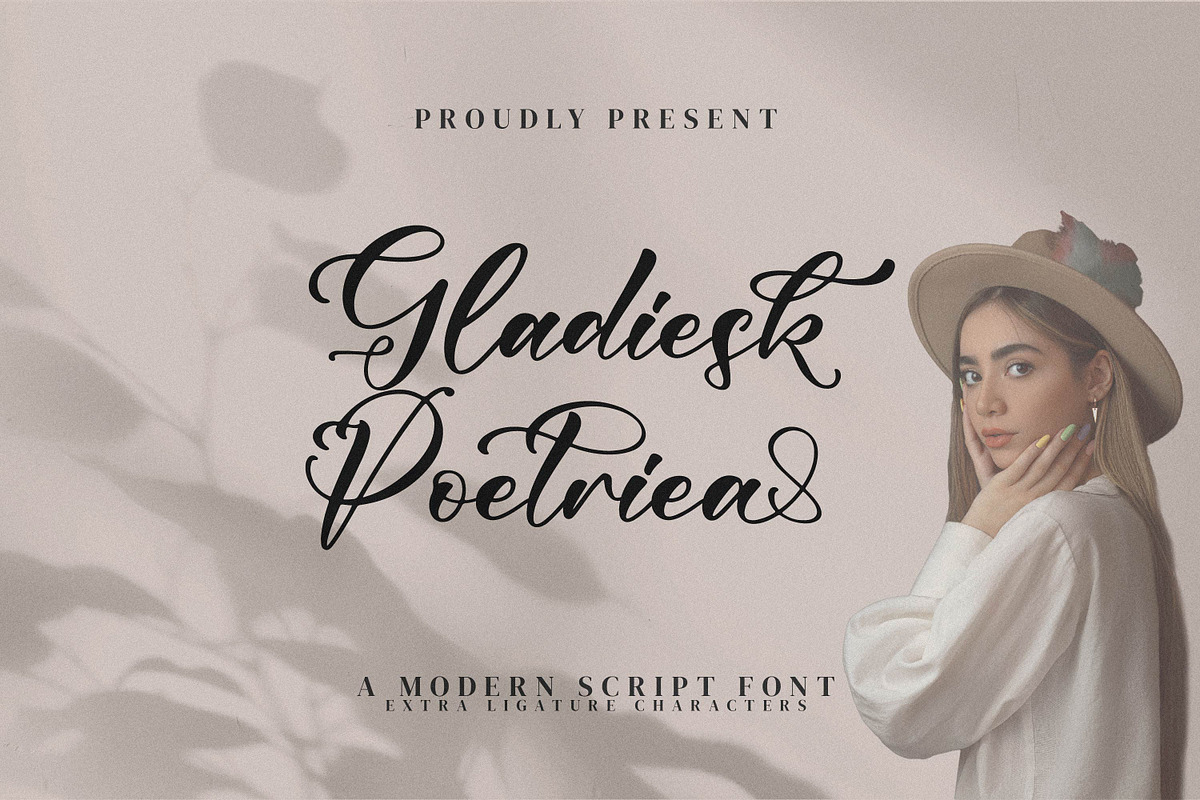 Gladiesk Poetriea, a Script Font by Integritype Studio (Photo 1 of 15)