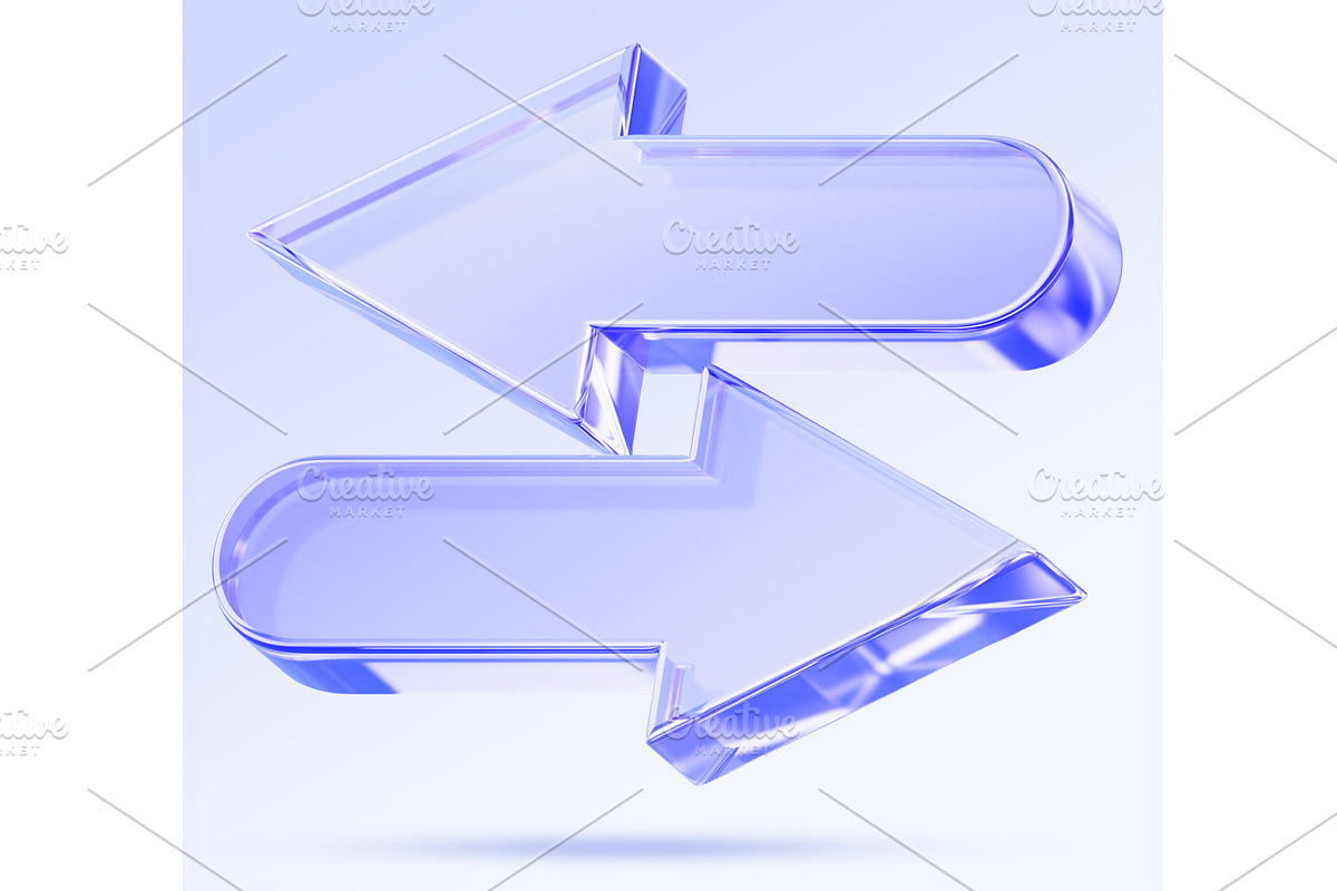 3D blue glass opposite arrow icon, an Object 3D Model by Marozhkastudio