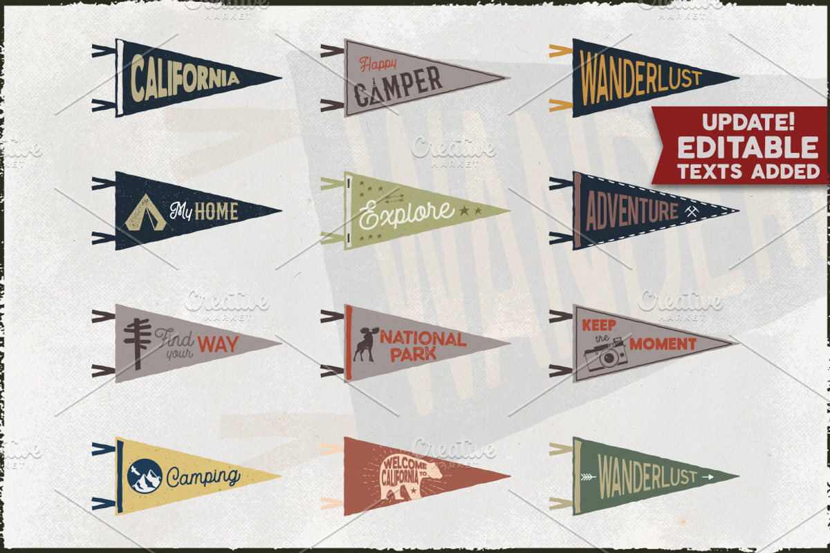 Vintage Camp Pennants Set | Part 2, an Illustration by JeksonGraphics (Photo 5 of 11)