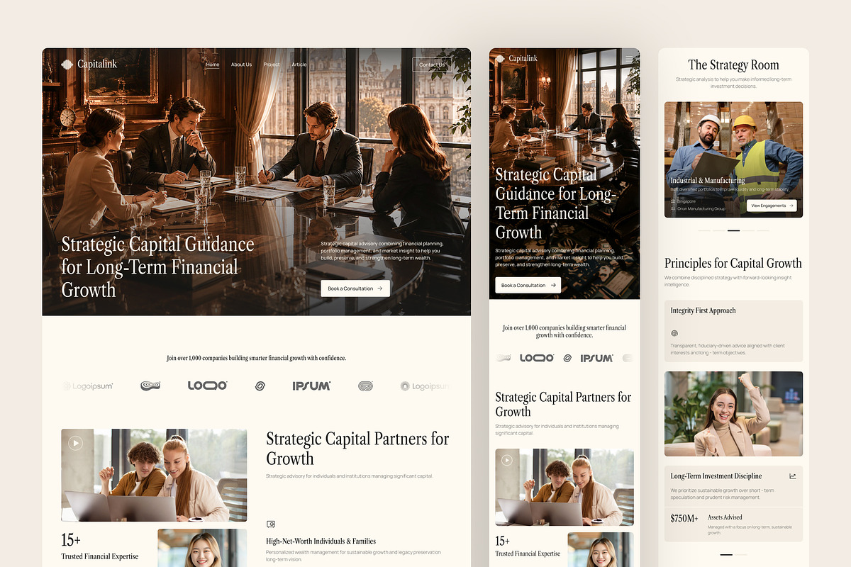 Investment Advisory Firm Website UI, an UI Kit Template by peterdraw (Photo 7 of 7)