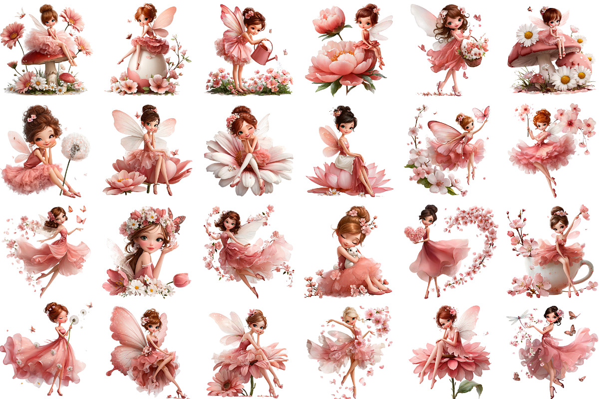 Whimsical Spring Fairy Clipart, an Illustration by designcity5 (Photo 2 of 5)