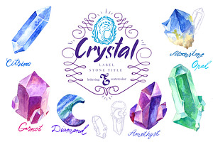 Watercolor Crystals with lettering 