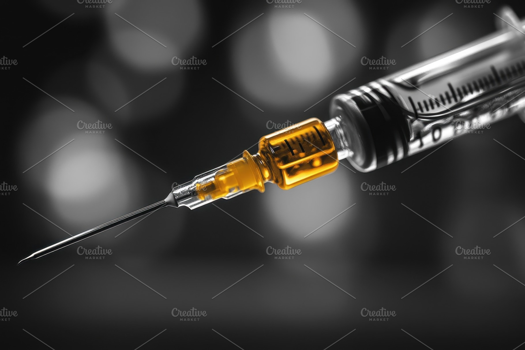 Syringe with liquid showcasing preci, a Photo by Tanuart