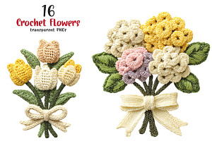 Crochet Flowers PNG Bundle, an Illustration by SinaCreation