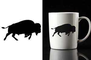 Buffalo Silhouette Set Bison and Wil, an Animal Illustration by Unique Design Team