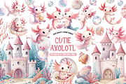 Watercolor Axolotl Clipart Bundle, an Animal Illustration by TatiMockup (Thumbnail 1 of 6)