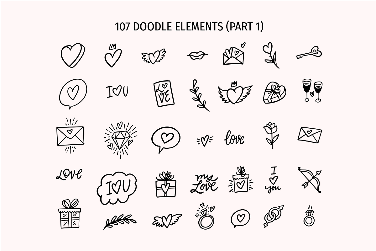 Love Doodles & Valentine Stickers, a Seasonal Illustration by Oktyabr (Photo 3 of 10)