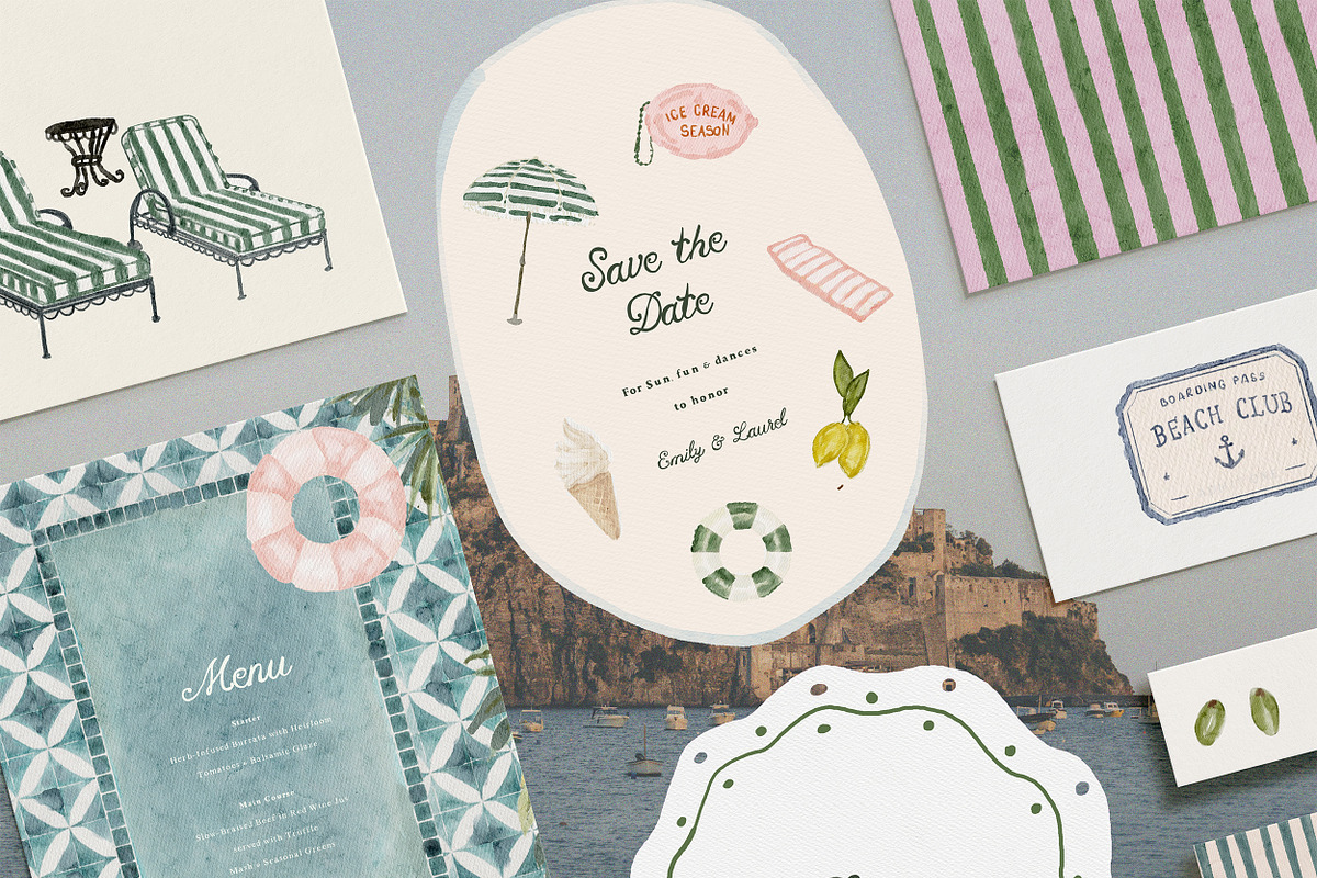 Hand Drawn Watercolor Summer Icons, an Object Graphic by Laras Wonderland (Photo 7 of 20)