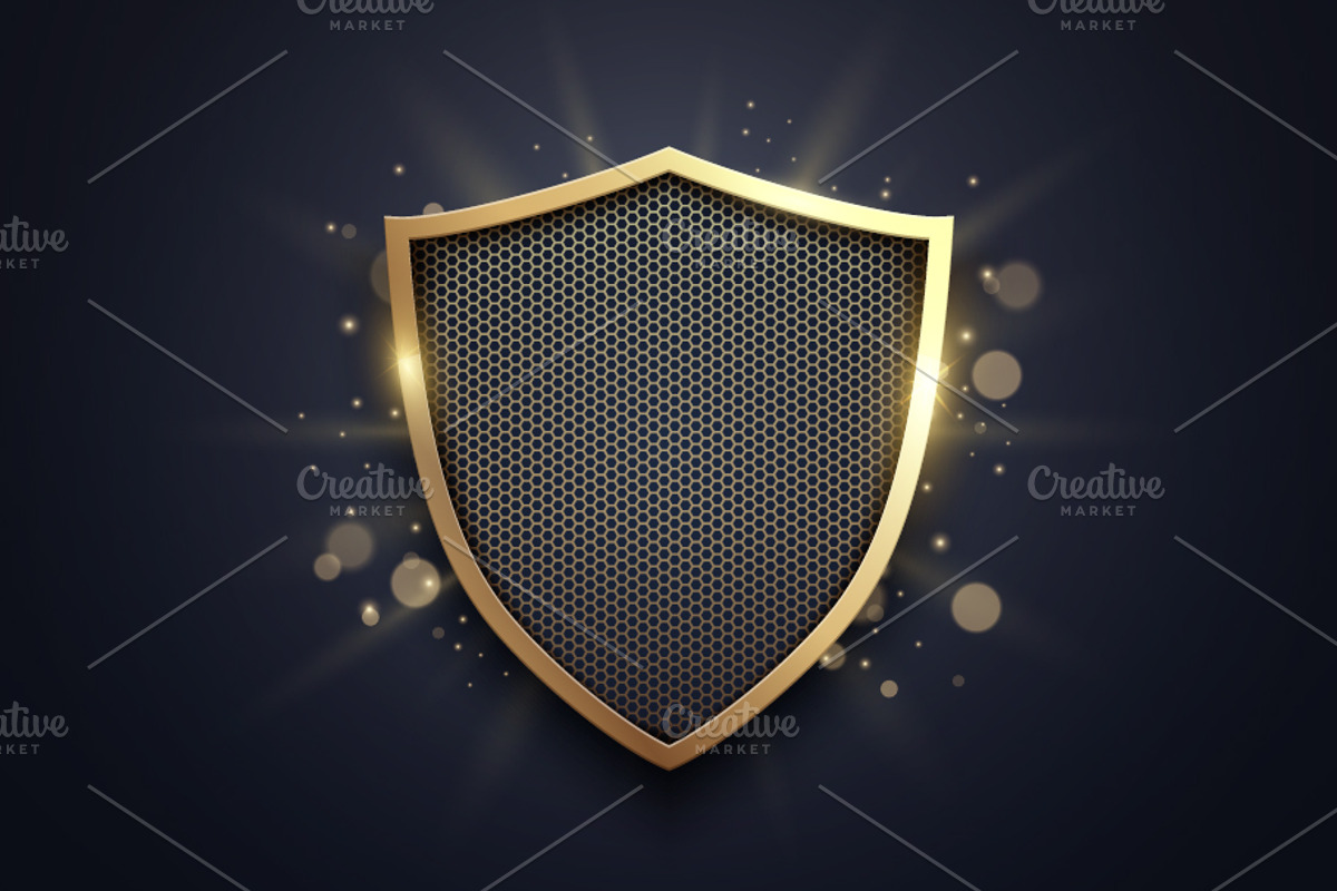 Luxury Golden Shield With Metal Mesh, a Decorative Illustration by Black White Mouse Design (Photo 1 of 3)