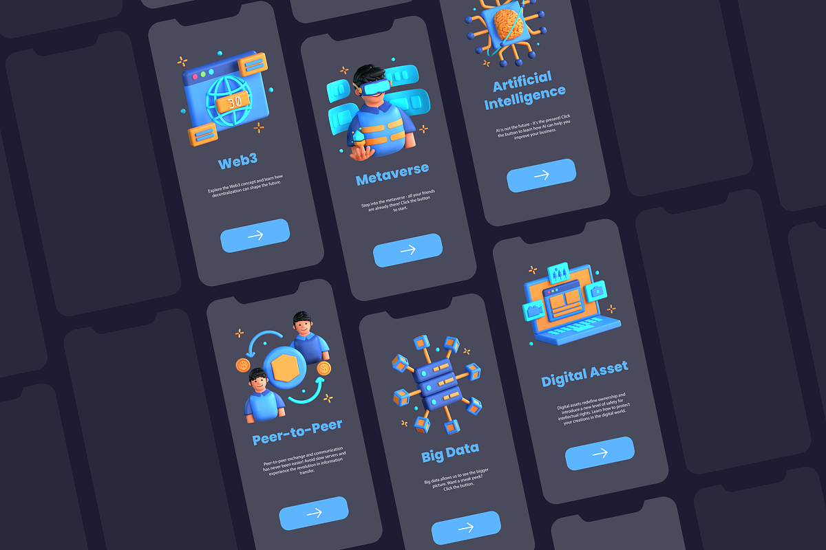 3D Web 3.0 Illustrations, an Object 3D Model by Flat Icons (Photo 5 of 8)