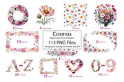 Cosmos Watercolor Floral Clipart, a Decorative Illustration by ForhadGFX (Thumbnail 3 of 15)