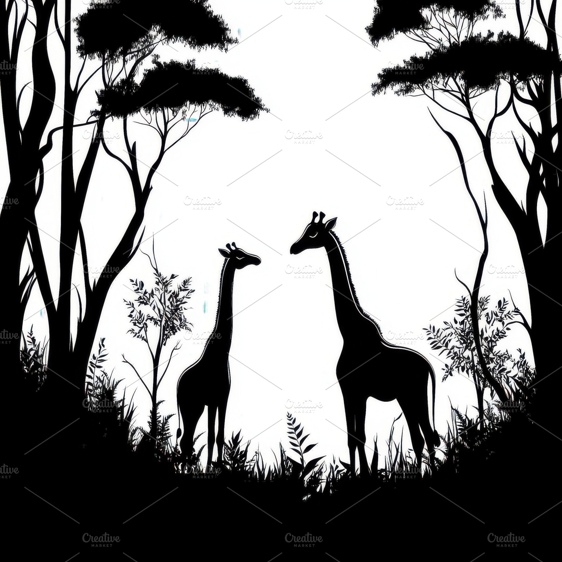 Two Giraffes Silhouetted in African, an Animal Photo by Pixeness Studio