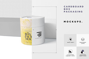 Round Cardboard Box Packaging Mockup